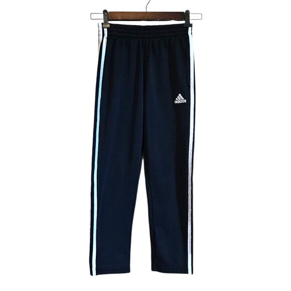 Adidas Boy's Sweatpants 3 Stripe Regular Fit Black - Youth Size 8 - Picture 1 of 4
